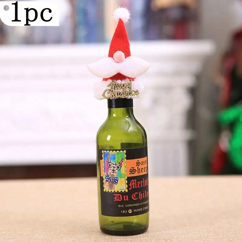 1PC U 1/2/3/4 шт. год Рождество бутылки вина Обложка сумки ужин вечерние украшения Рождественские аксессуары Санта Клаус бутылки вина с откидной крышкой - Цвет: 1PC U
