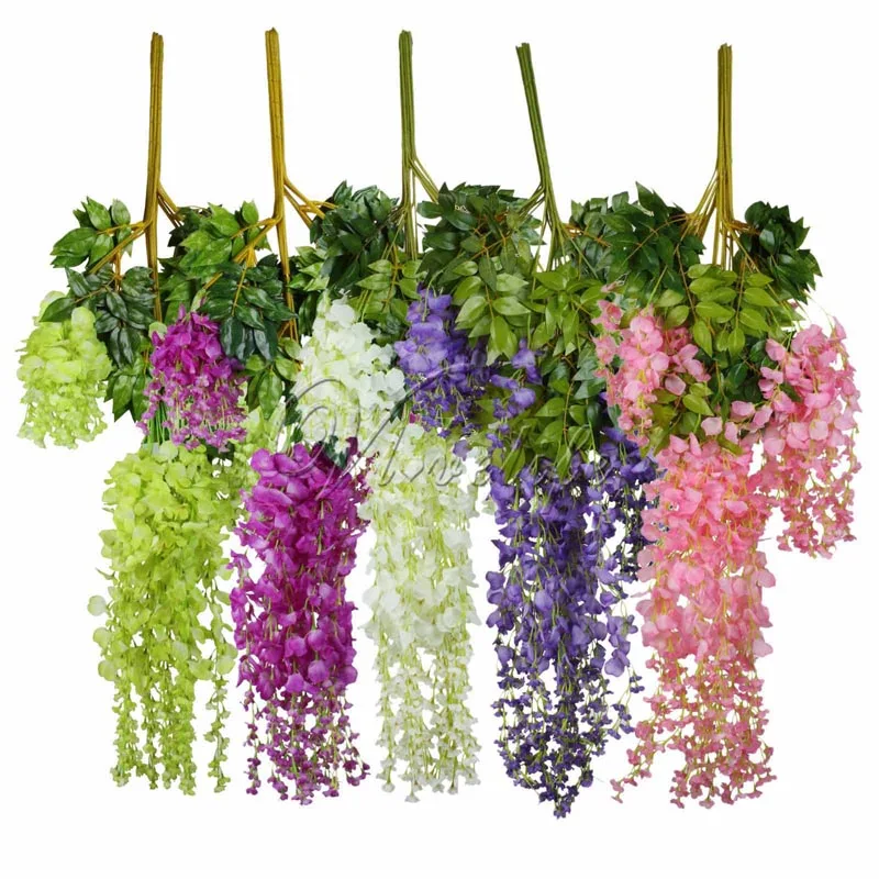 Artificial Silk Wisteria Vine Ratta Silk Hanging Flower Wedding Decor
