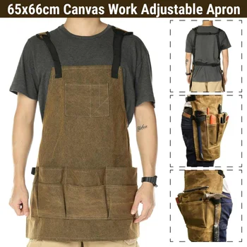 

New Fashion Canvas kitchen Aprons For Woman Men Chef Work Apron For Grill Restaurant Bar Shop Cafes Beauty Nails Studios Uniform