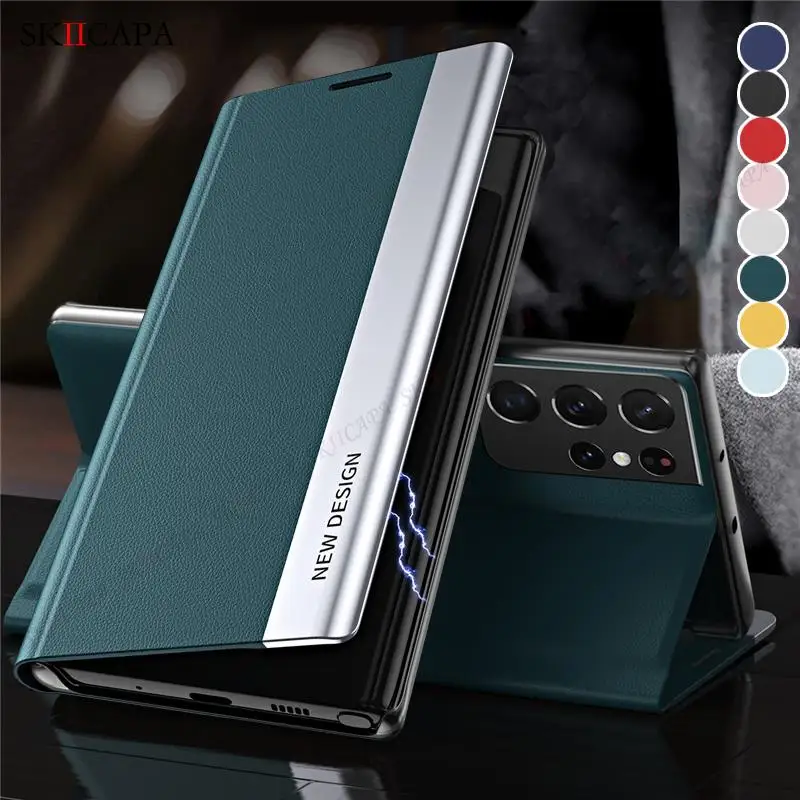 6D Plating Leather Hard Shockproof Case For Samsung Quantum 2 A82 F62 A22 A71 A51 A32 A72 A52 A42 5G Magnetic Flip Stand Cover | Мобильные