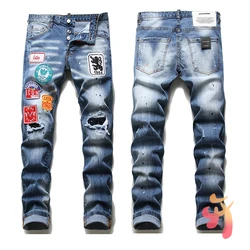 Dsq Jeans Europea Dsq Biker Jeans de alta calidad Hip Hop para hombre, pantalones vaqueros
