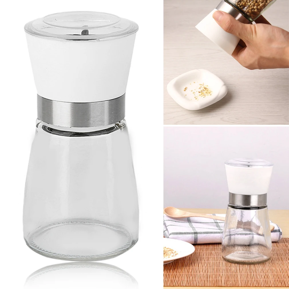 Home Kitchen Accessories Stainless Steel Glass Manual Pepper Salt Spice Mill Grinder Pepper Grinder Spice Container Sale