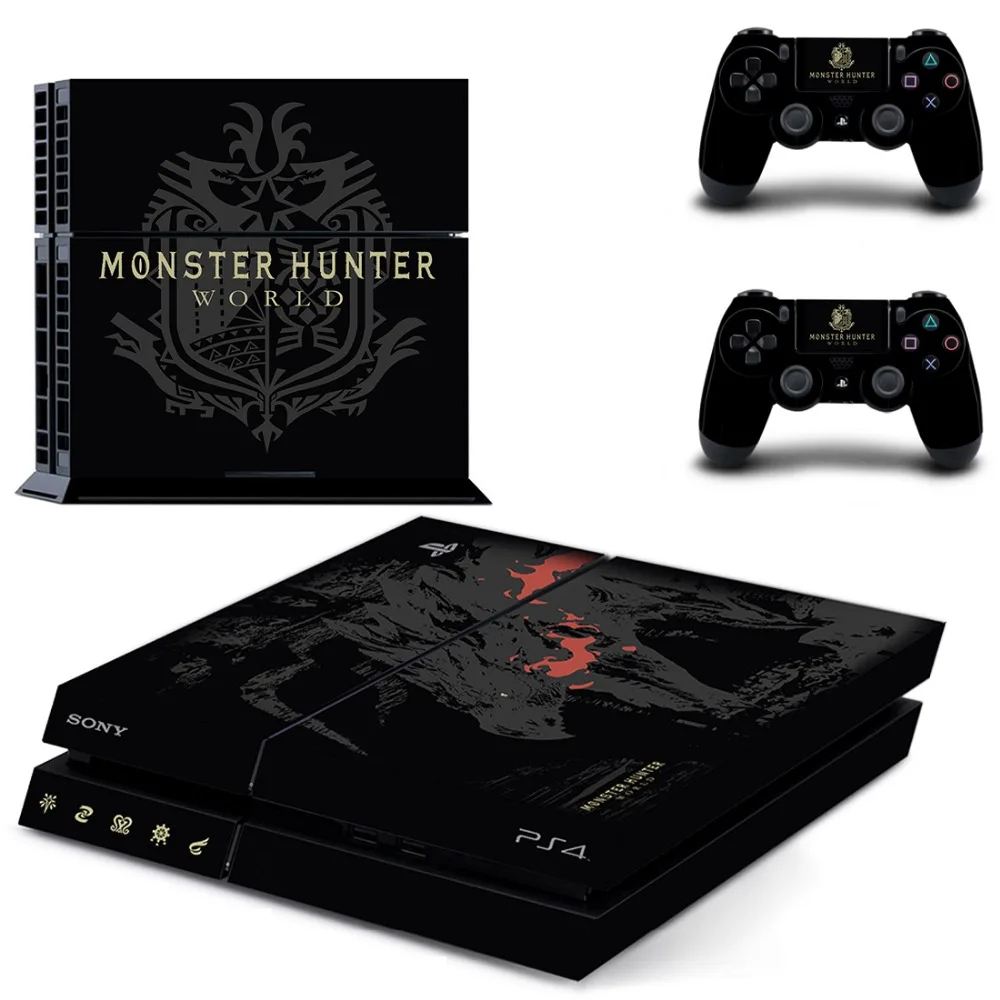 Monster Hunter World полное покрытие лицевые панели наклейка для PS4 Наклейка для playstation 4 консоль и контроллеры наклейка для PS4 виниловая наклейка