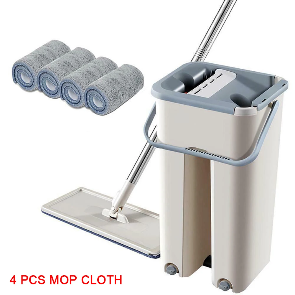4pcs mop cloth set Free Hand Wash Flat Mop Cleaning Lazy Tool Kit 360 Degree Rotating Tile Marble Floor for Home AC889 - Цвет: 4pcs mop cloth set