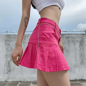 Harajuku Punk Y2K Denim Mini Pleated Skirt Ladies Summer High Waist Jeans Shorts Skirts Women Ruffles Fashion Korean 5