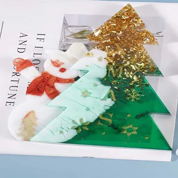 

DIY Crystal Epoxy Mold Little Snowman Christmas Tree Silicone Mold Table Decor