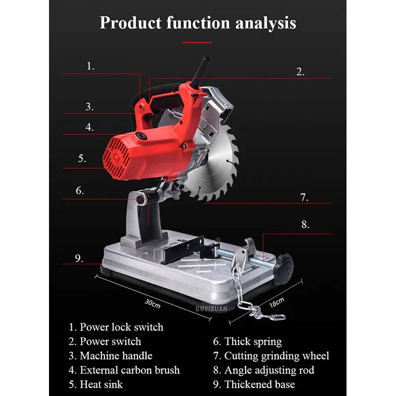 180 Mini Profile Cutting Machine Small Multifunctional Household Portable Wood Steel Metal 45&deg; Precision Cutting Tool Desktop