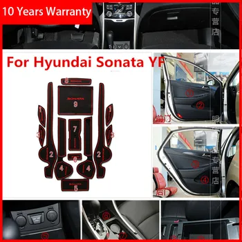 

3D Rubber Mat For Hyundai Sonata YF i45 2011-2014 Door Slot Pad Cup Cushion Groove Mat Lnterior Anti Slip Mat Car Accessories