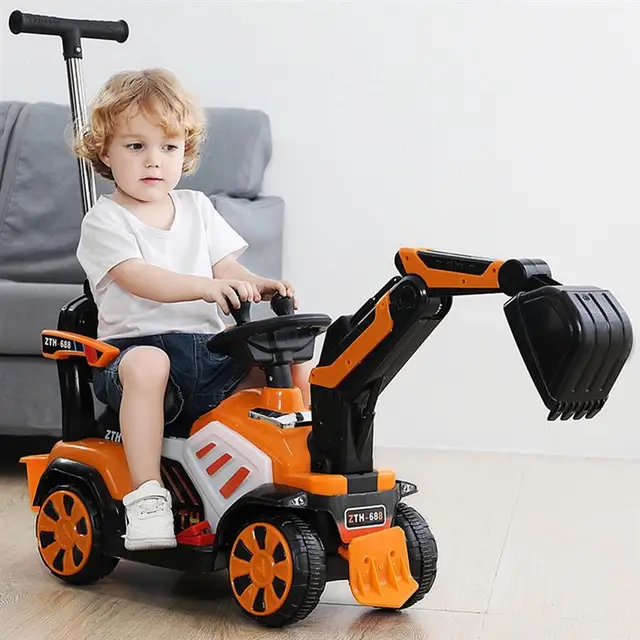 Children'S Excavator Toy Car Electric Remote Control Excavator Kids'S Ride-On Toys Tricycles For Children Freestyle Kick Scooter 3