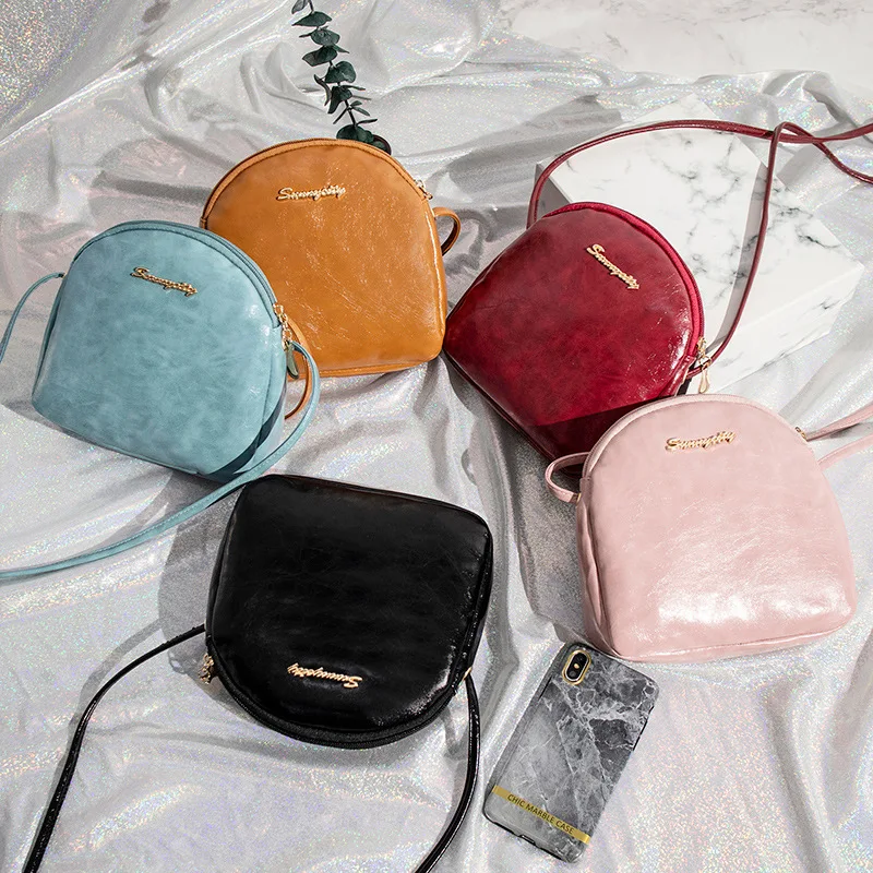 

Small Bag 2018 Korean-style New Style Mobile Phone Bag Simple WOMEN'S Bag Shoulder Bag Over-the-shoulder Bag Casual Oil Skin Squ