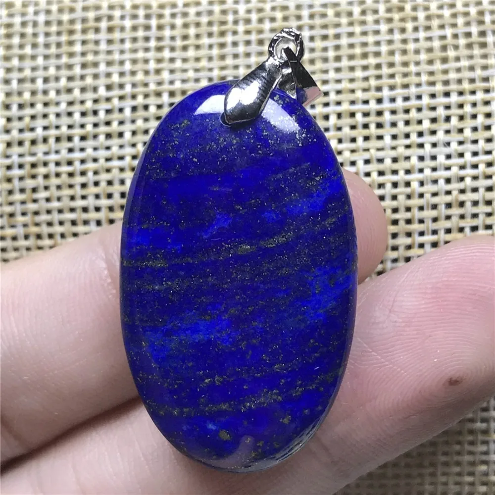 Natural Royal Blue Lapis Lazuli Pendant For Woman Men Crystal Oval Stone 34x21x9mm Beads Silver Necklace Pendant Jewelry AAAAA