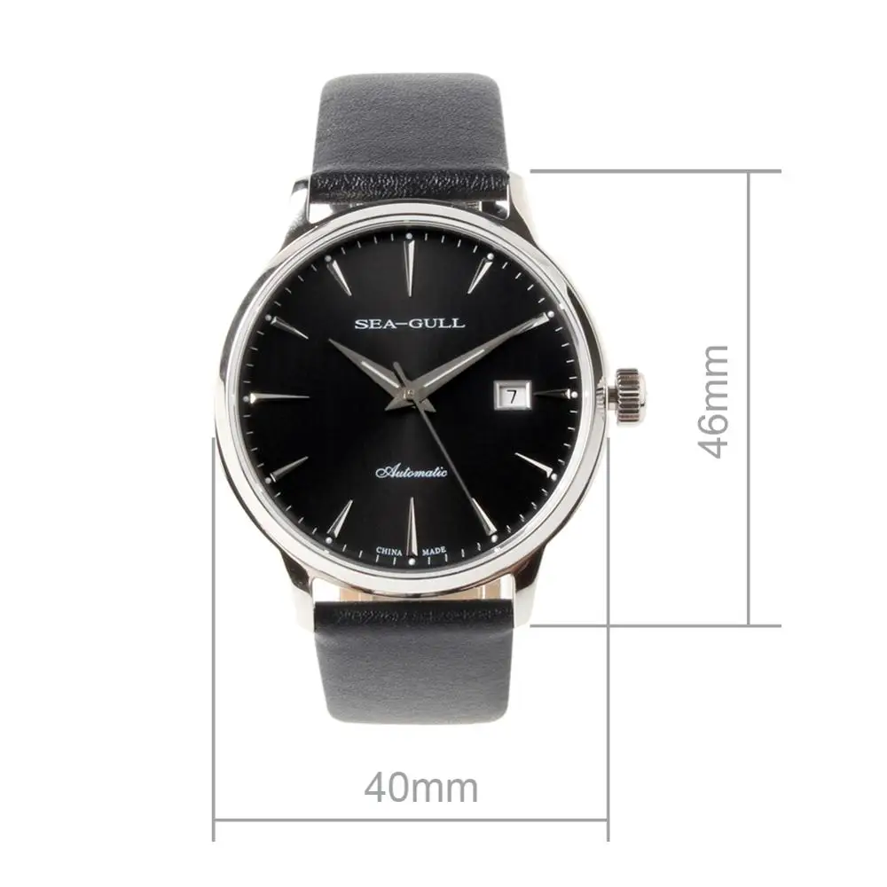 Seagull ST2130 Move Мужские t автоматические самопродуваемые наручные часы 819.22.5027 механические мужские часы сапфировый Кристалл кожаный ремешок
