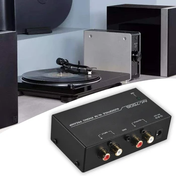 

Electronic Black Low Noise Volume Adjustable Turntable Home Stereo With Level Controls Preamplifier Portable Audio Phono Preamp