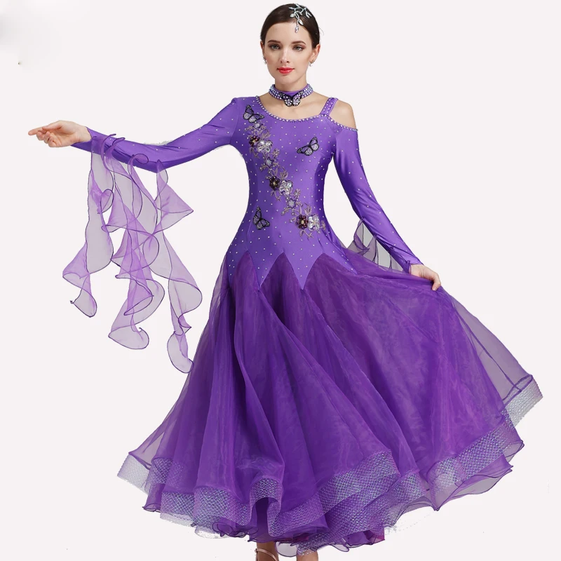 

Women Ballroom Dance Competition Dresses Standard Long Sleeves Waltz Dancing Clothes Tango Modern Dancewear Costumes