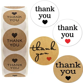 

Thank You Stickers with Black Red Heart White Kraft Thank You Labels for Gift Wrapping Wedding Party Birthday Business Package
