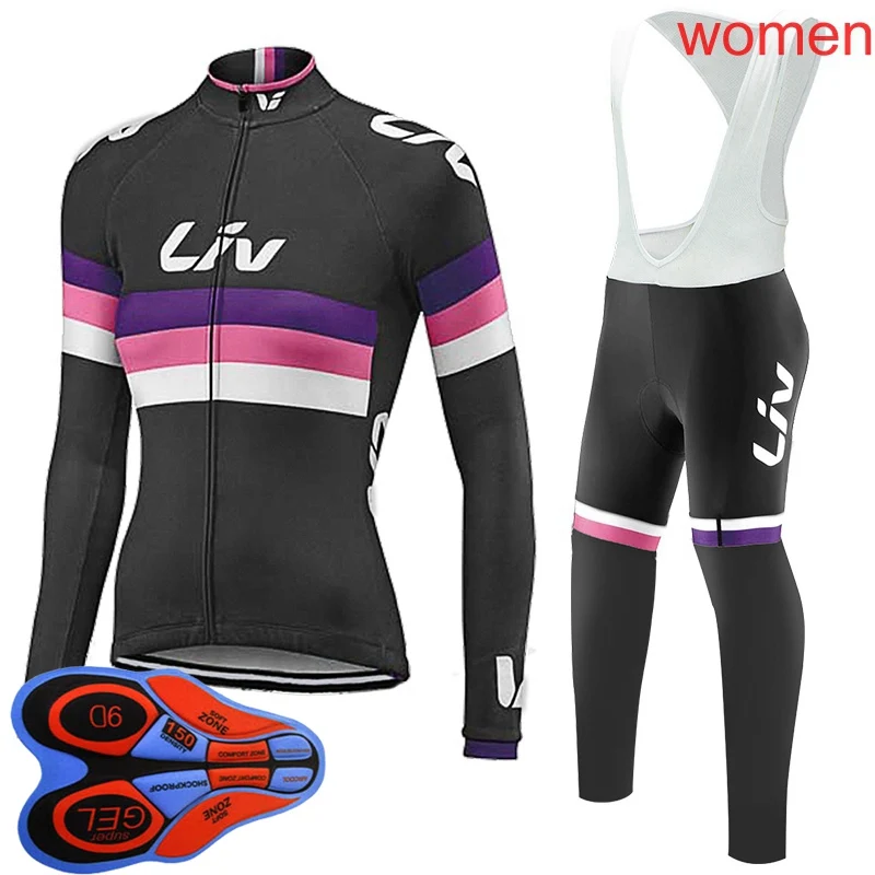 

2021 New Team Cycling Jersey Bicycle Bib Pants Set Womens Breathable Racing Clothing Long Sleeve MTB Bike Outfits Sports Uniform