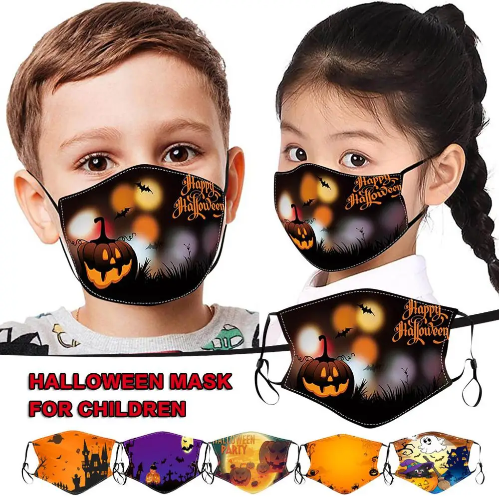 

Party Mask Halloween Kid Festive Cotton Material Mask Safety Full Cover Multi-styles Washable Anti-dust Fashion Cover *P