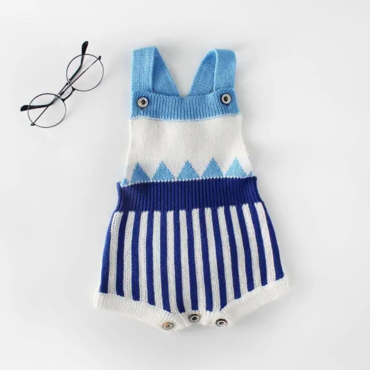 82028blue Весенняя детская одежда, треугольный комбинезон, От 0 до 2 лет, вязаный свитер для малышей, комбинезон с сумкой - Цвет: 82028blue