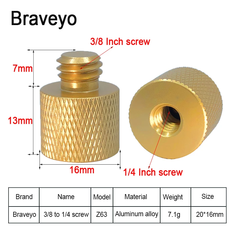 1/4 to 3/8 Inch Screw Universal Camera Conversion Screw Tripod Ballhead Quick Release Mount Adapter Aluminum Four Color For Dslr mini photo studio lightbox Photo Studio Supplies