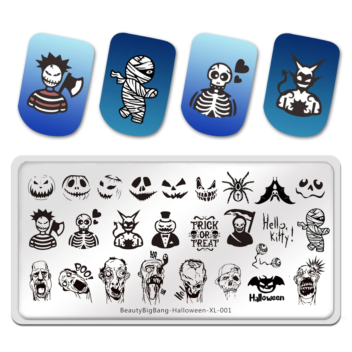 

Beautybigbang Cartoon Cute Skull Halloween Nail Art Printing 6cm Square Stainless Steel Nail Art Stamping Template BB2