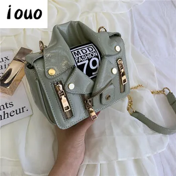

iouo genuine motorcycle handbags 2020 trend new Korean version of the personality chain bag shoulder messenger womens bags