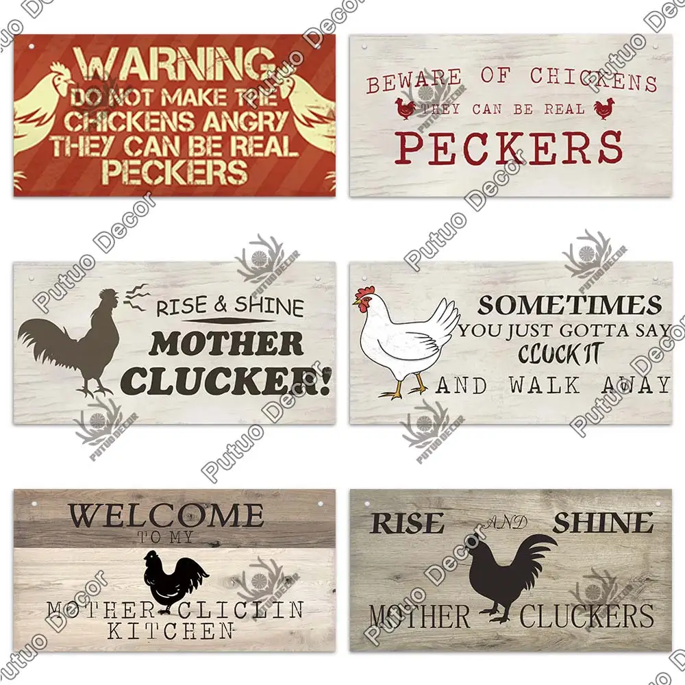 Putuo Decor Chicken Farm Wooden Signs Decorative Plaques for Wooden Plaques for Wall Decor Farm House Chicken Coop Decoration