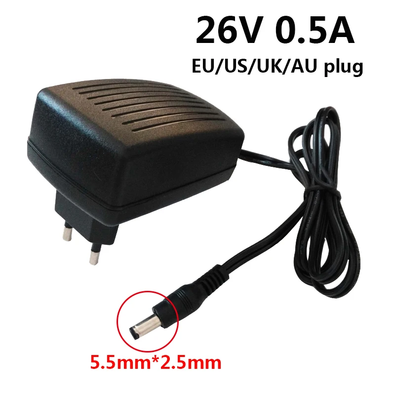 26 V 500mA 0.5A fuente de alimentación Universal adaptador de pared AC 110V 220V a DC 26 DE convertidor de 5,5mm * 2,5mm de EU/US/UK/es adaptador de enchufe