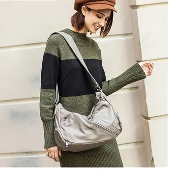 

100%Genuine Leather Casual Bag European And American Style Simple Soft Leather Trend Shoulder Bags Women Handbags Shopping