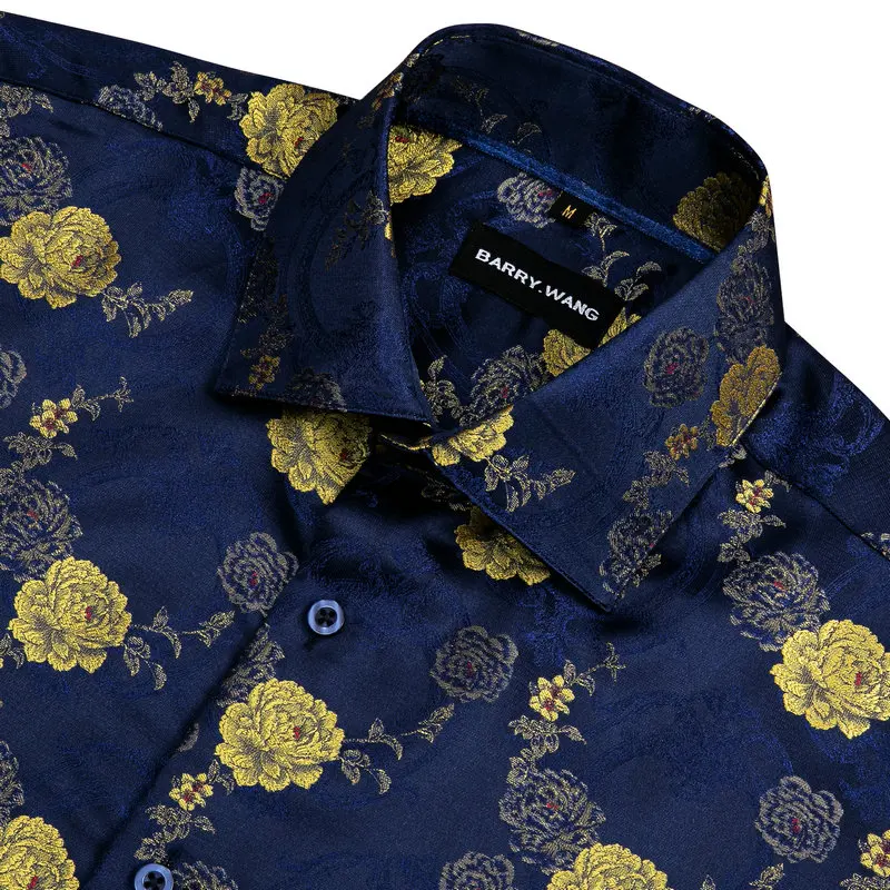 Barry.Wang-camisa de seda de Cachemira para hombre, camisa informal de manga larga con flores, de diseño, BCY-0052