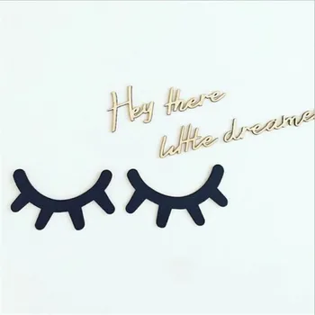 

2pcs/set 3D Eyelash Pattern Wall Sticker Nordic Style Wood Children Kids Baby Room Background Wall Sticker Home Decoration