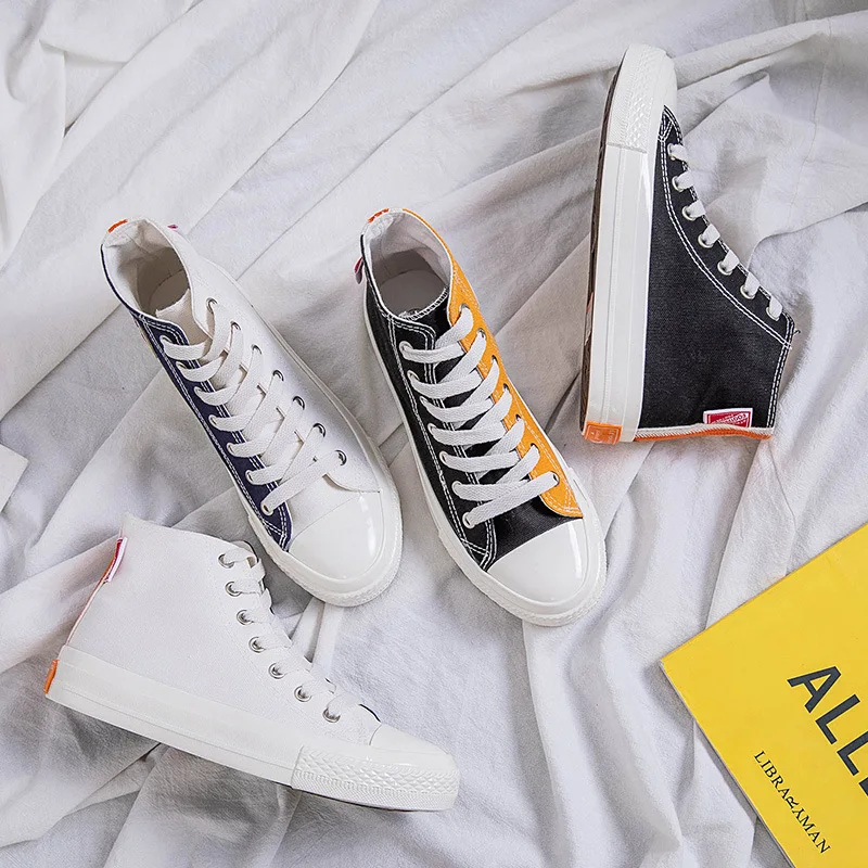 Women Sneakers High Top Canvas lace-up round shoes women's shoes comfortable casual shoe Shoes Women Vulcanized Shoes L15-73