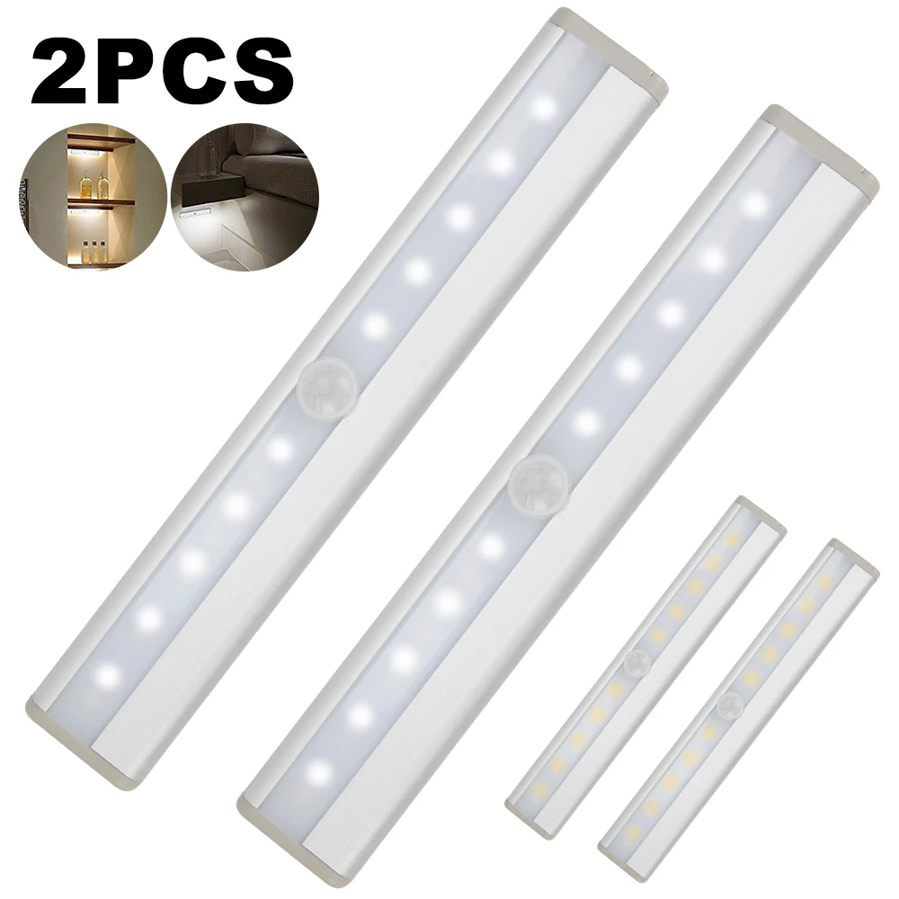 

2pcs LED Kitchen Light Bedroom Wardrobe Closet Night Lights Human Body Induction Wardrobe Lamp LED Bar Light Indoor Home Lamp