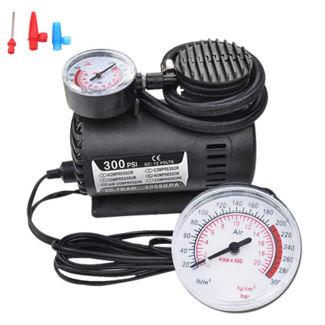 

New 12V 300PSI Car Bike Tire Tyre Inflator Pump Toy Sports Electric Pump Portable for Car Bicycle Ball Rubber Dinghy