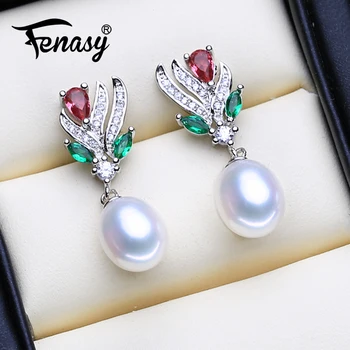 FENASY 925 Sterling Silver Stud Earrings Natural Freshwater Pearl Earrings For Women Fashion Evening Party Wedding Fine Jewelry