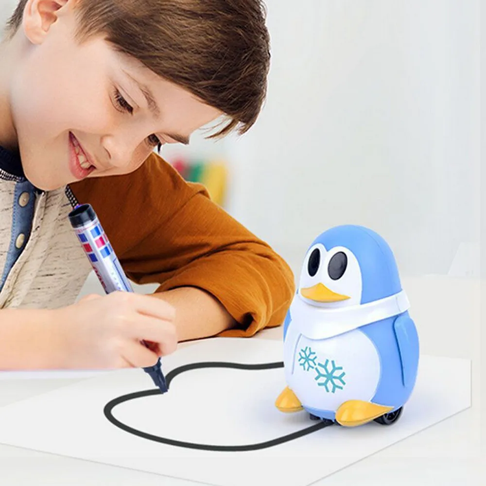 

Inductive Train Magic Pen Educational Toy Cartoon Robot penguin Follow Any Line You Draw Drawn Xmas Gift fo kid