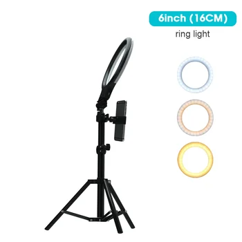 

6 inch Dimmable Selfie LED Ring Fill Light with Tripod Phone Clip For Photograph Video Youtube Makeup Studio Live Broadcasting