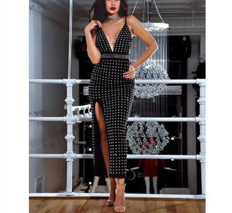 High Quality Strap Dress Celebrity Slit Elegant Ngiht CLub Backless Fashion Bodycon Homecoming Long Dresses | Женская одежда