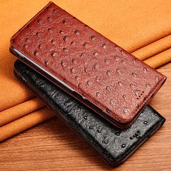 

Phone Case For Xiaomi Redmi Note 6 6A 7 7A 8 8A Pro Ostrich Style Genuine Cow Leather Flip Wallet Cover Phone Cases