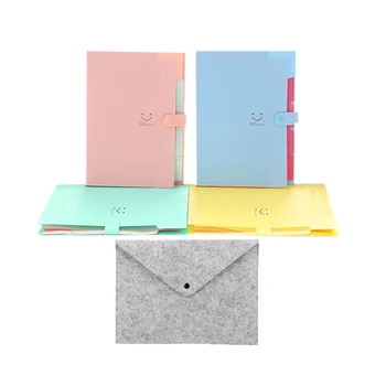 

4x 5 Pockets Plastic Expanding File Folders A4 Letter Size Multicolored & 1PC Simple Solid A4 Big Capacity Document Bag