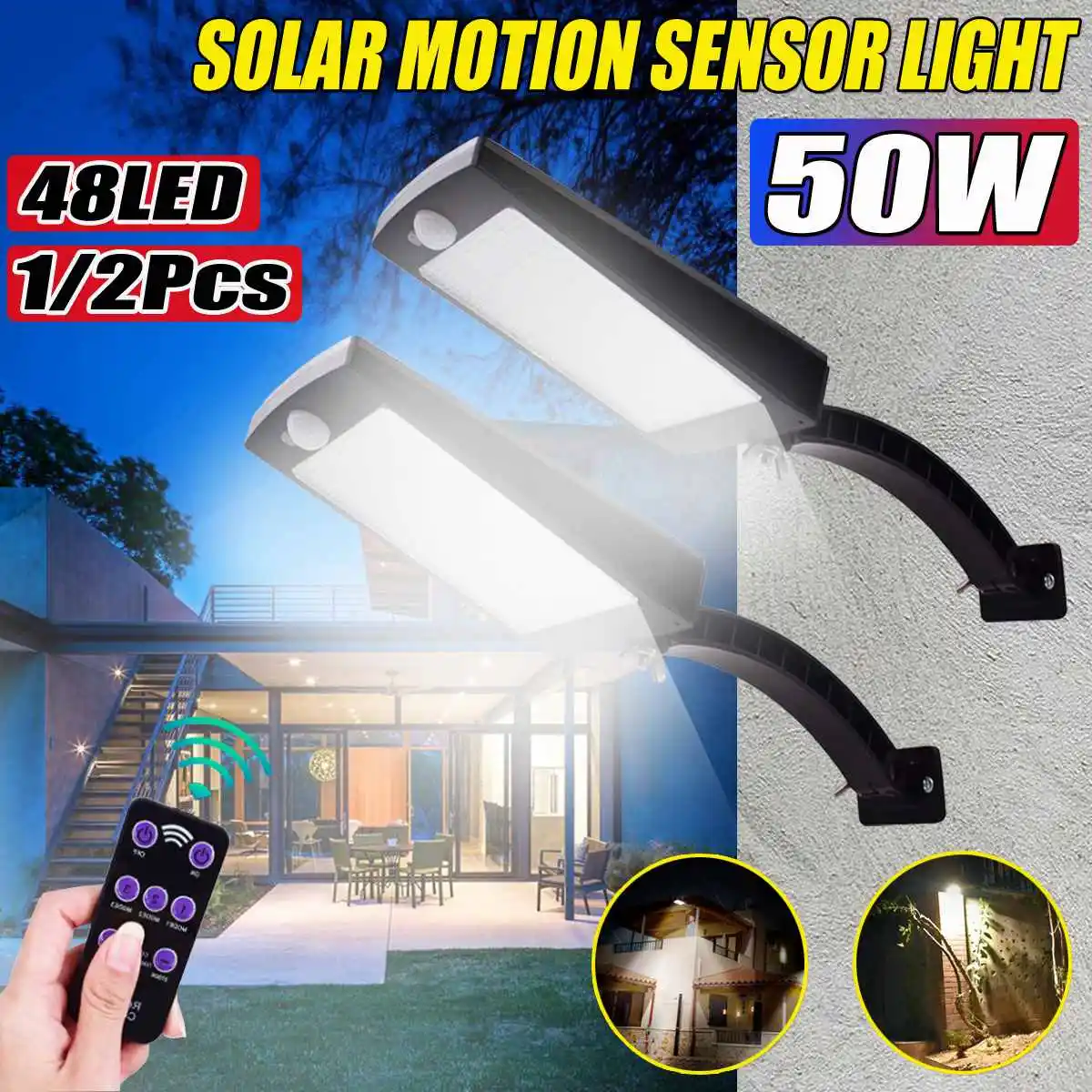 

450LM Solar Motion Light 48 LED Solar Power Street Light PIR Motion Sensor Led wall Lamps Outdoor Waterproof Garden Light