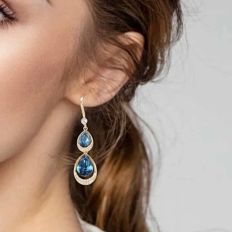 High Quality Dangle Earrings for Women Exquisite Teardrop Engagement Wedding Pendant Earings Fashion Jewelry 2022 brinco