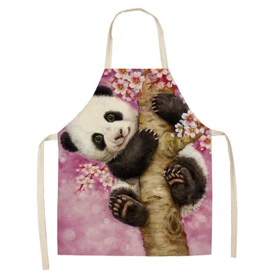 

Cute CAT Fabric linen printed bodice overalls apron Home Cooking Baking Bibs Cleaning Tools