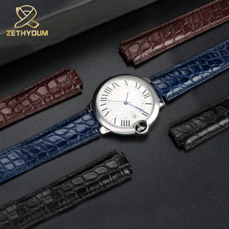 

Crocodile Leather Watch Strap For Men and Women 14-8mm,16-8mm,18-11mm,20-12mm 22-14mm For Blue Balloon Watch Leather Strap