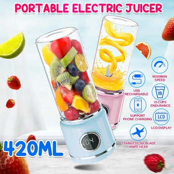 

420ml Mini Electric Vegetable Fruit Juicer Bottle Portable 4200mah USB Rechargeable Smoothie Maker Cup Blender Juice Machine