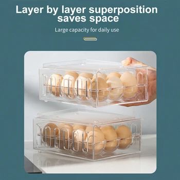 

12 Grid Space Saving Refrigerator Stackable Drawer-type Holder Fresh Transparent Breathable Home Kitchen Eggs Storage Box Tray