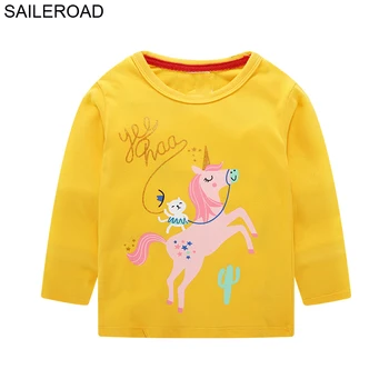 

SAILEROAD Unicorn Clothes for Girls Children Long Sleeve Tops T Shirts Autumn Animal Horse Toddler Girl Clothes Ropa Unicornio