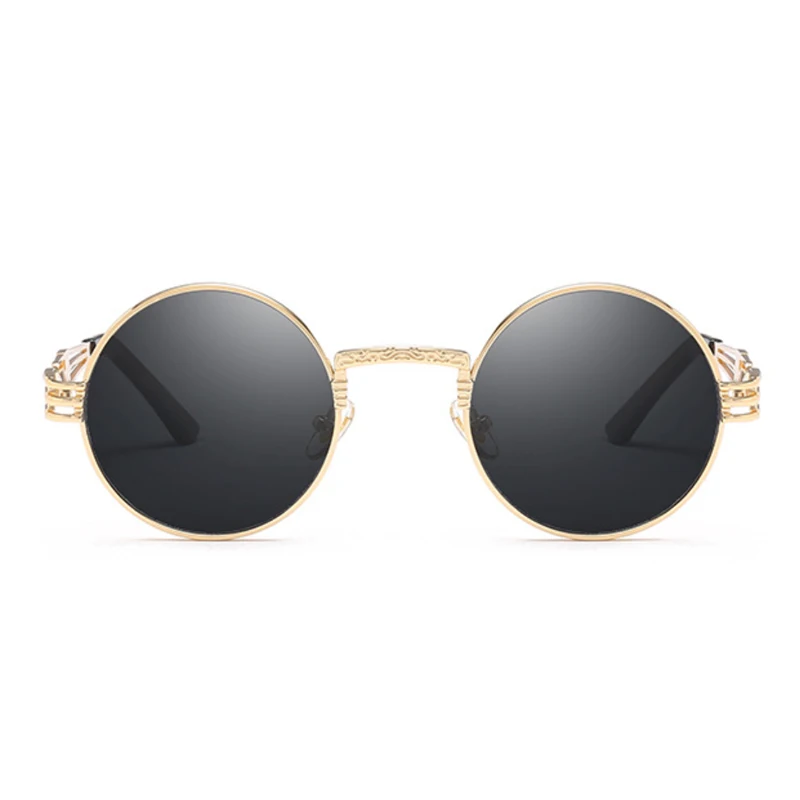 Steampunkowe okulary przeciwsłoneczne damskie okrągłe gogle męskie soczewki unisex Vintage w stylu Retro Punk okulary przeciwsłoneczne damskie óculos De Sol_voghion.com