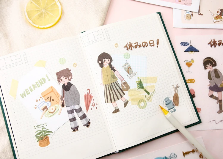 8 Pcs/Set Kawaii Sticker Girls Series Stickers Daily life Envelope Sticker Japan Style Stationery Sticker Journal DIY Material