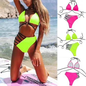 

Women Swimwear High Waist Bikini Set Push up Padded Bra Bikini String Bathing Suit Swimsuit Biquini
