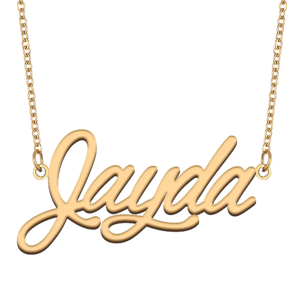 

Jayda Nameplate Necklace for Women Personalized Stainless Steel Jewelry Gold Plated Name Pendant Femme Mothers Girlfriend Gift